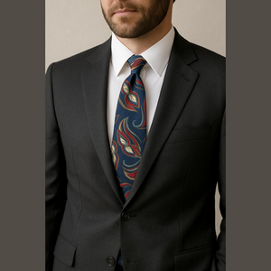 Red, Blue, Gold, Green Printed Tie - NEW